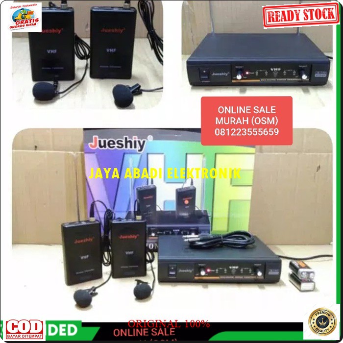 G130 MIC JUESHIY JEPIT WIRELESS SYSTEM DUAL SEPASANG MIKROPONE CONDESOR KLIP TIE BAJU KERAH PRO KARAOKE MIKROPHONE AUDIO SOUND VOKAL PROFESIONAL PRO PANGGUNG  SUARA PEKA COCOK DIGUNAKAN DI ACARA CERAMAH PIDATO MEETING DAN IMAM SHOLAT PAKAI BATERAI