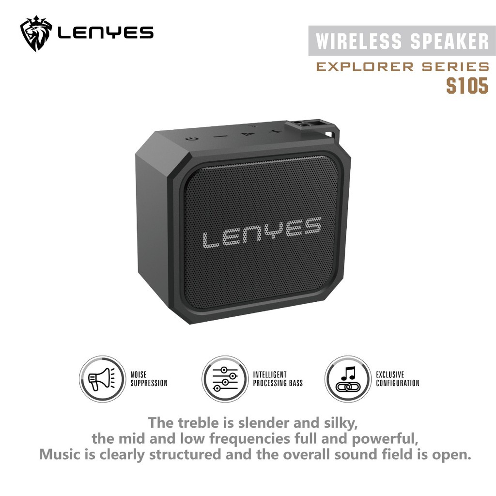 LENYES S105 Speaker Bluetooth waterproof ipx7 outdoor wireless TWS HIFI BASS anti air tahan banting original