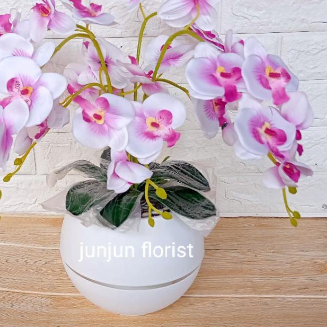 DISCOUNT  7.7 Bunga anggrek plastik jumbo pot bola besar/bunga hiasan meja /bunga anggrek jumbo artificial// [KODE 259]