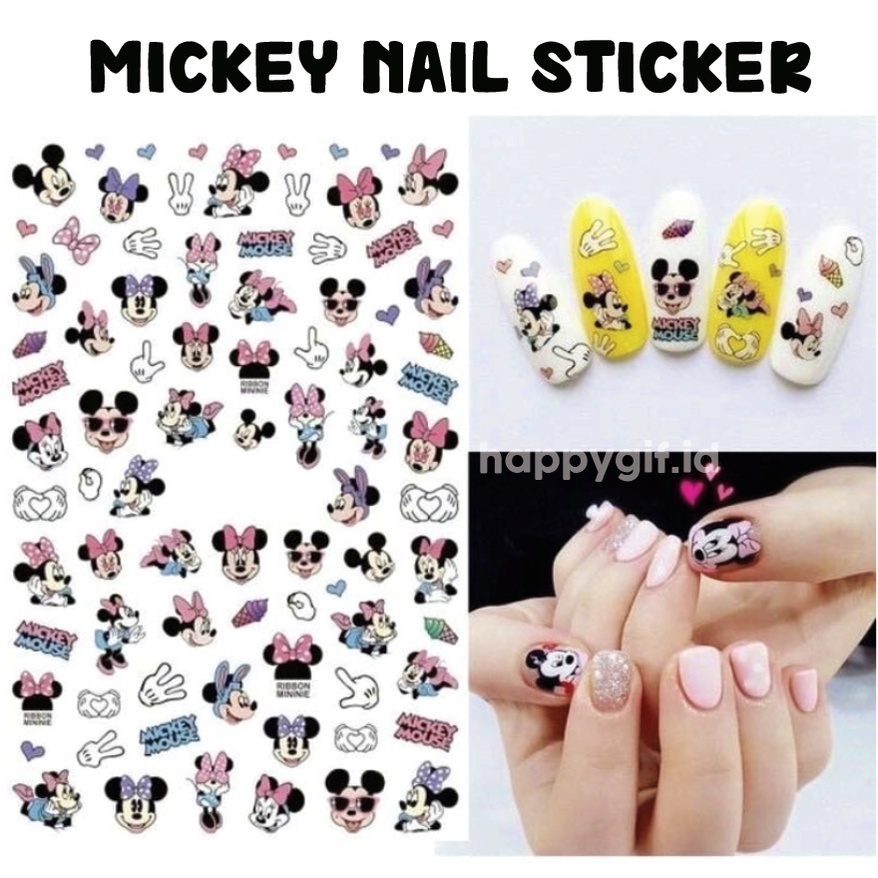 Mickey Minnie Stiker Kuku Stitch Winnie Donald Nail Art Sticker KU032