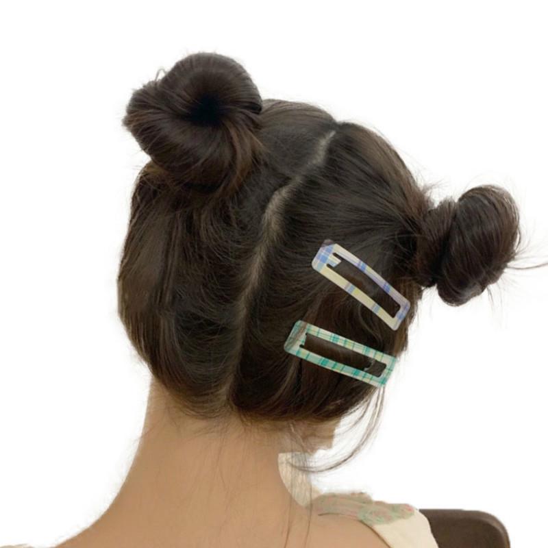 Girl ig Sweet Plaid Hair Clip cute Heart Bangs Clip Candy Color Hairpin Hair Accessories Headdress