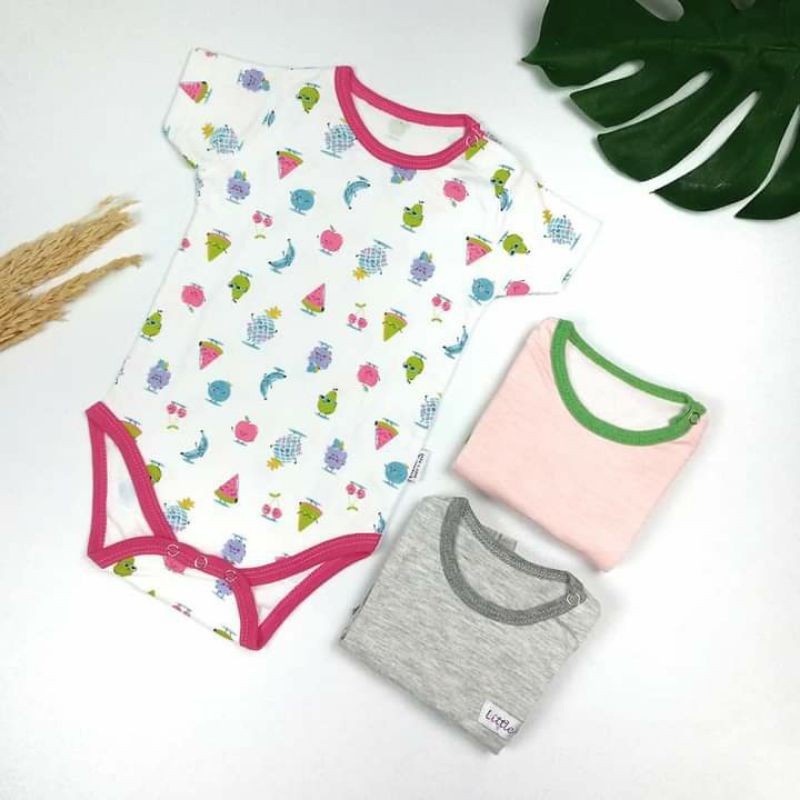 [Size L] Little Q Jumper Pendek Segitiga Motif Boy &amp; Girl Mix Isi 3 Pcs