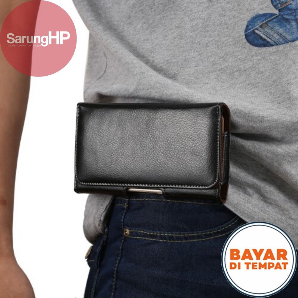 SARUNG HP Dompet Tas Pinggang Kulit Asli 6 - 6,5 Inch Horisontal