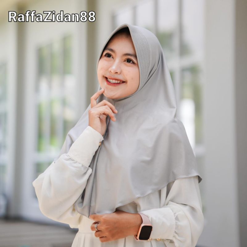 Jilbab Bergo Hamidah Jersey | Bergo Sport Jersey Premium | Kerudung Sekolah Size M-GREY