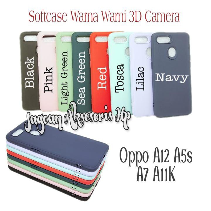 SoftCase Warna Warni Oppo A12 A5S A11K F9 A7 with 3D Camera Casing Candy Macaron Pelindung Camera