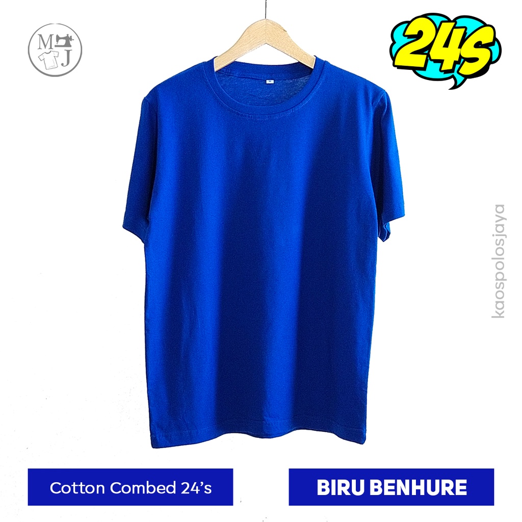 Kaos Polos Biru Benhure / Kaos Oblong Unisex / Kaos Cotton Combed 24s