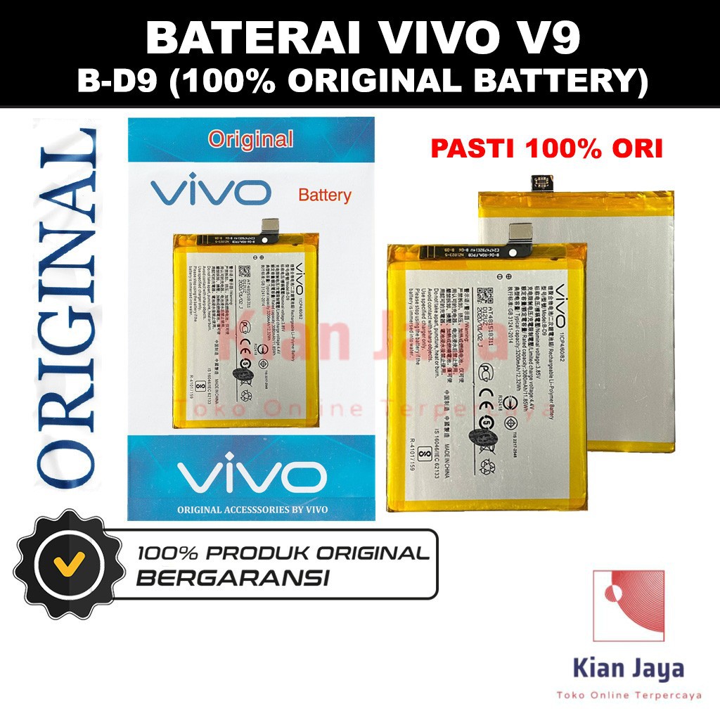 Baterai Original Vivo V9 / B-D9 Batre Batrai Battery Hp BD9 100% Ori