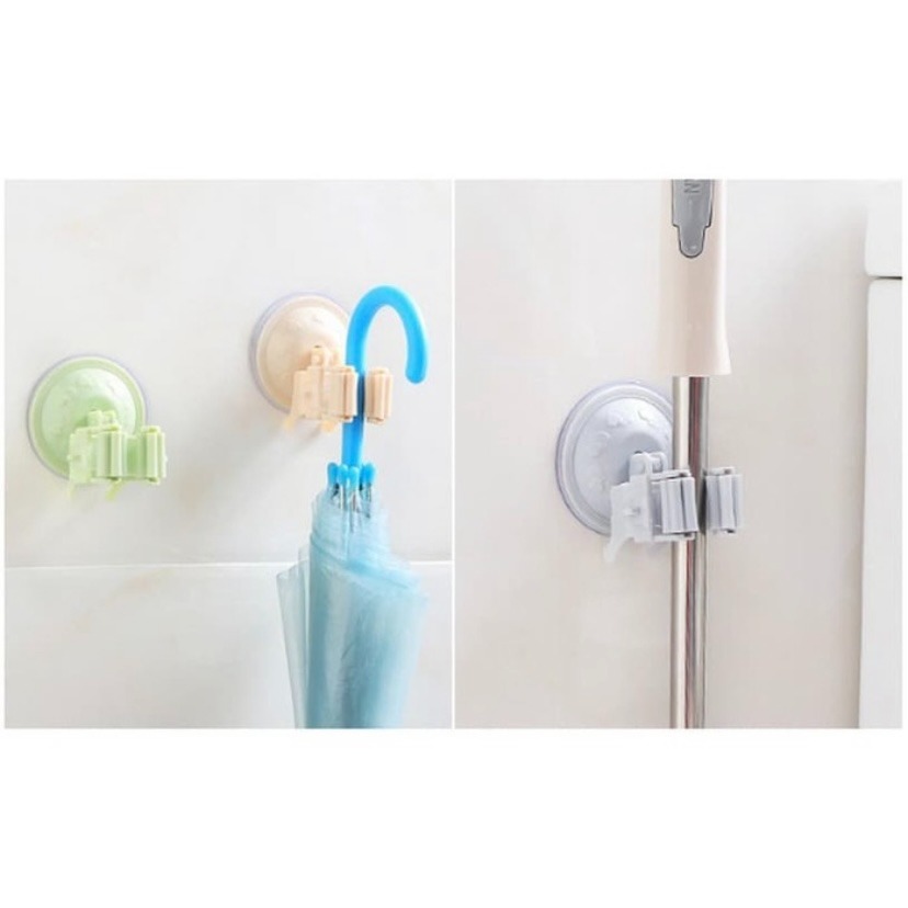 Gantungan Sapu Pel Tanpa Paku Single Mop Suction Holder