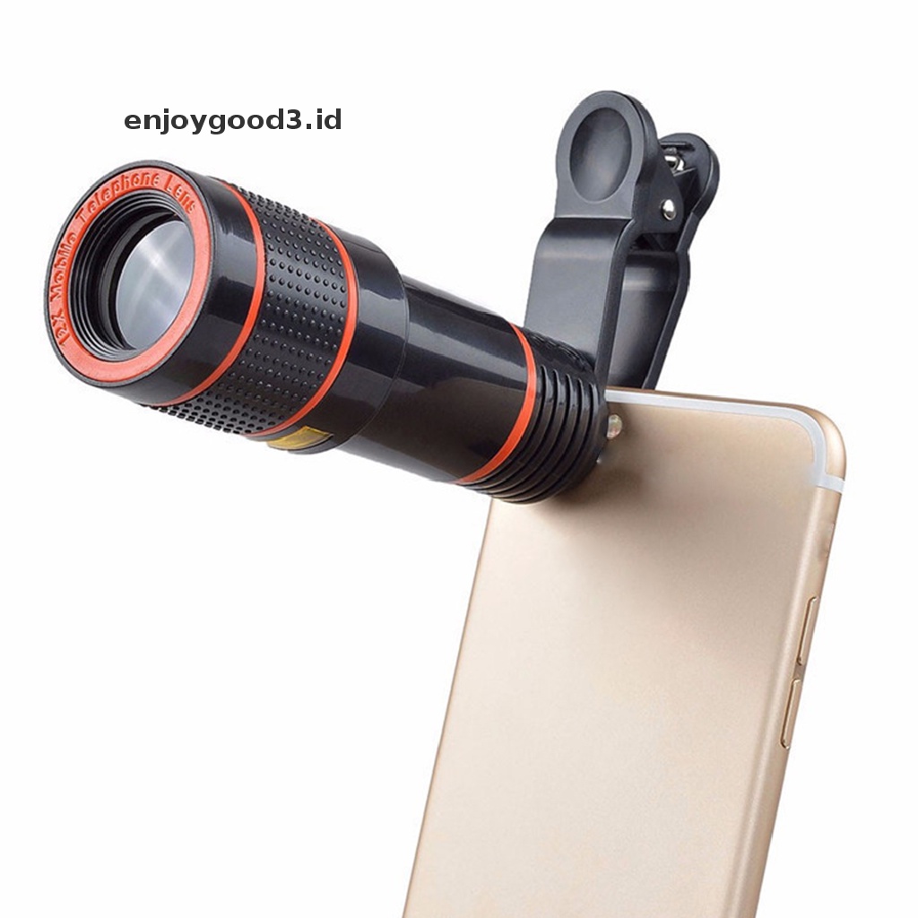 (Rready Stock) Lensa Teleskop Kamera HD Zoom Optikal 12x Dengan Klip on Untuk Handphone (ID)