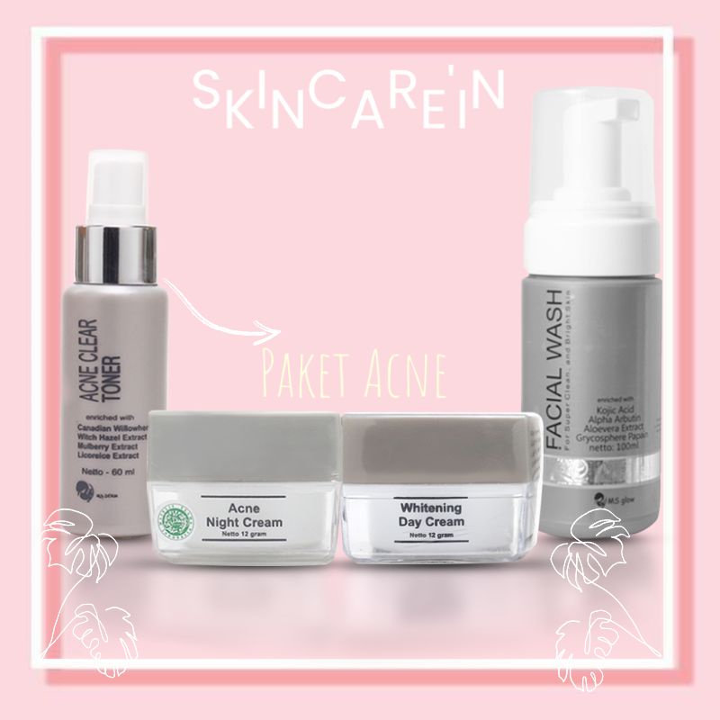 Paket Acne Ms. Glow mencerahkan kulit wajah glowing bersih dijamin ORI harga terjangkau bisa untuk k
