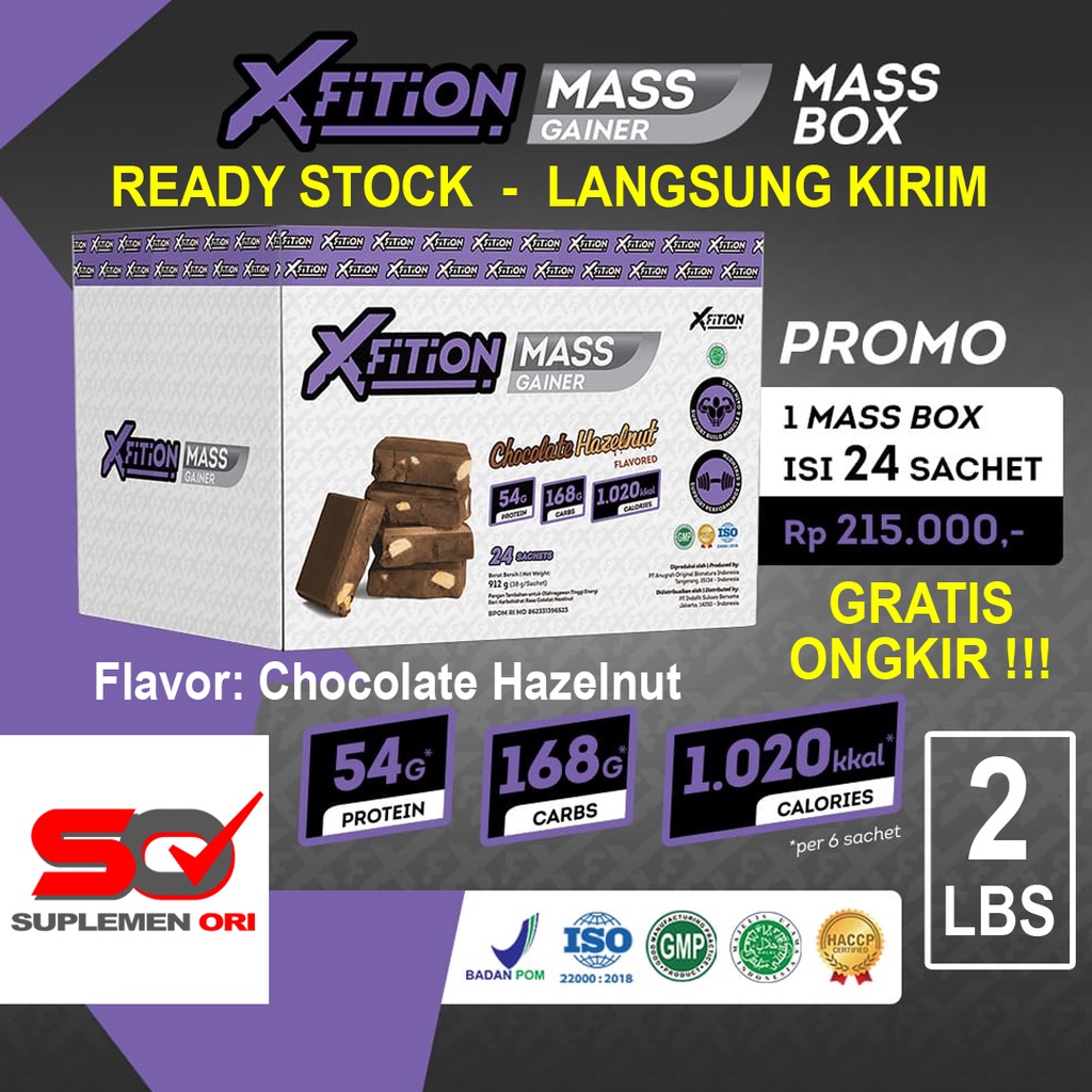 XFition Mass Gainer 2 Lbs HALAL BPOM Xfition Gainer 2 Lb isi 24 sachet 912 gram Susu Mass Gainer XFi