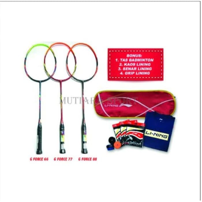 Unik PAKET PROMO - RAKET BADMINTON LINING G-FORCE 66 77 88 ORIGINAL Murah