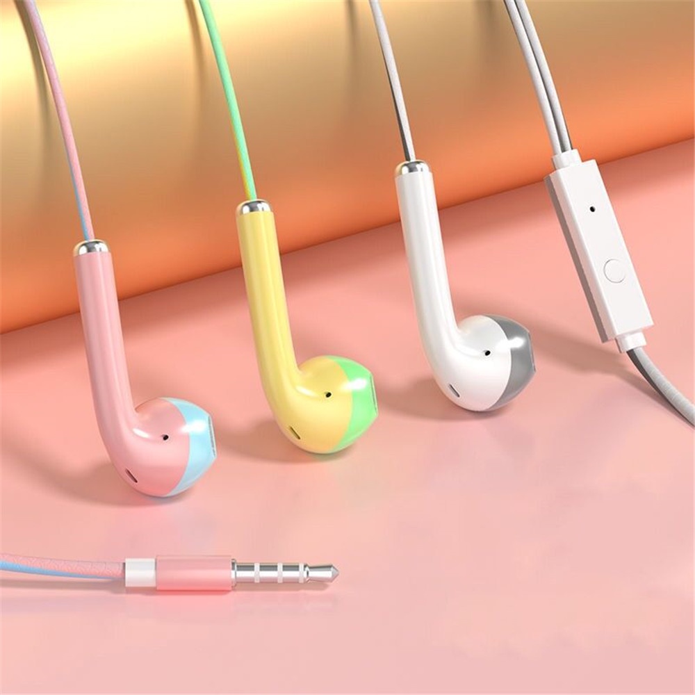Earphone In ear Warna Macaron Dengan mic + Kotak Penyimpanan, Ada 4 Warna
