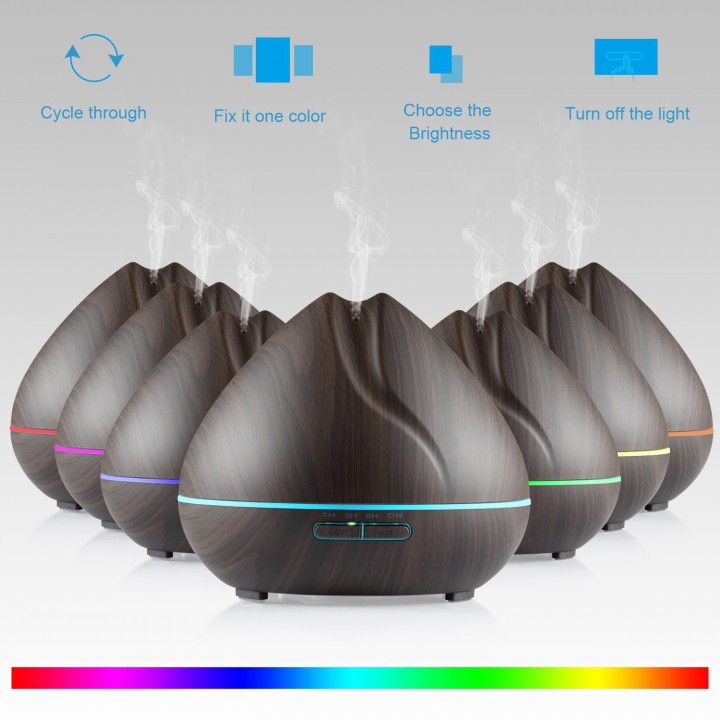 Humidifier H16 Wooden Fish Peak Diffuser Ultrasonic 7 LED-400ML