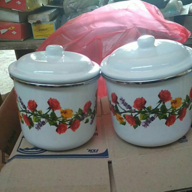 Ideal Mug Enamel Jadul Diameter 12 Cm Ber Motif Bunga Cantik
