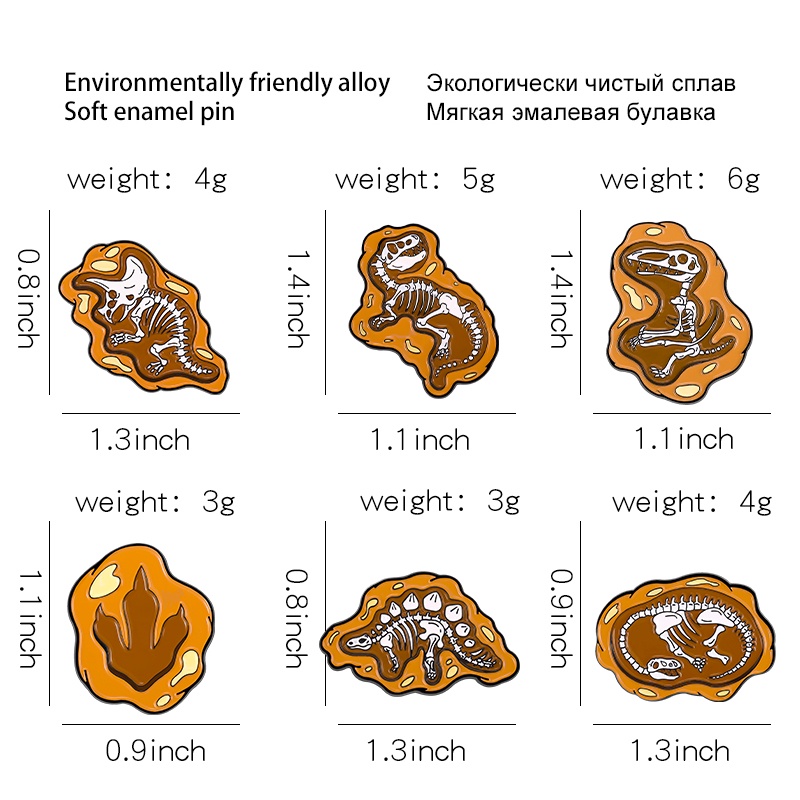 Bros Enamel Bentuk Tulang Dinosaurus Untuk Aksesoris Pakaian