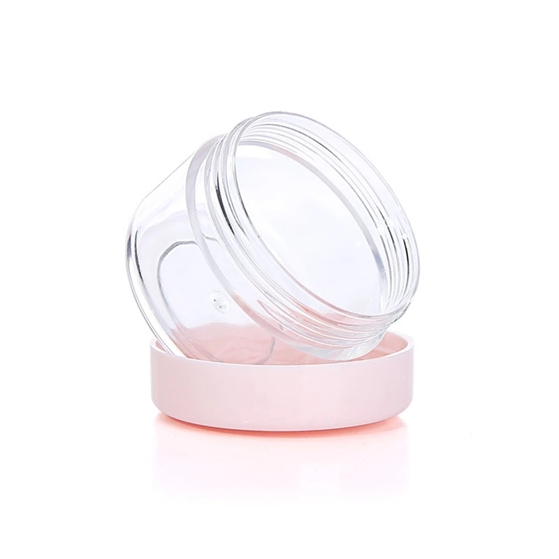 [10g/20g Mini Portable Plastic Cosmetic Empty Jars ] [Small Colorful Covers Clear Plastic Cosmetic Pot Jars] [Eyeshadow Makeup Cream Lip Balm Traveling and Outgoing Portable Container]