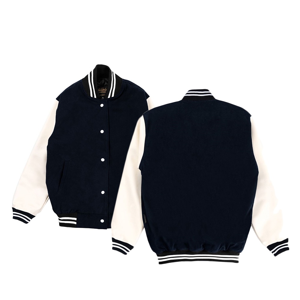 ETERNALWORKS BASIC NAVY VARSITY JACKET - JAKET VARSITY - BOMBER JACKET