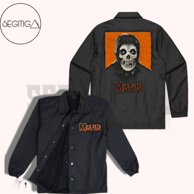Jaket Coach MISFITS  logo tulisan MISFITS Band Rock design Jacket parasut waterproof pria wanita Uni