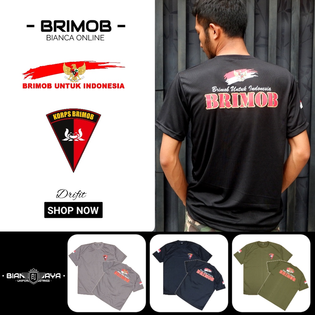 Kaos Brimob Lengan Pendek Brimob Untuk Indonesia Bahan Dryfit