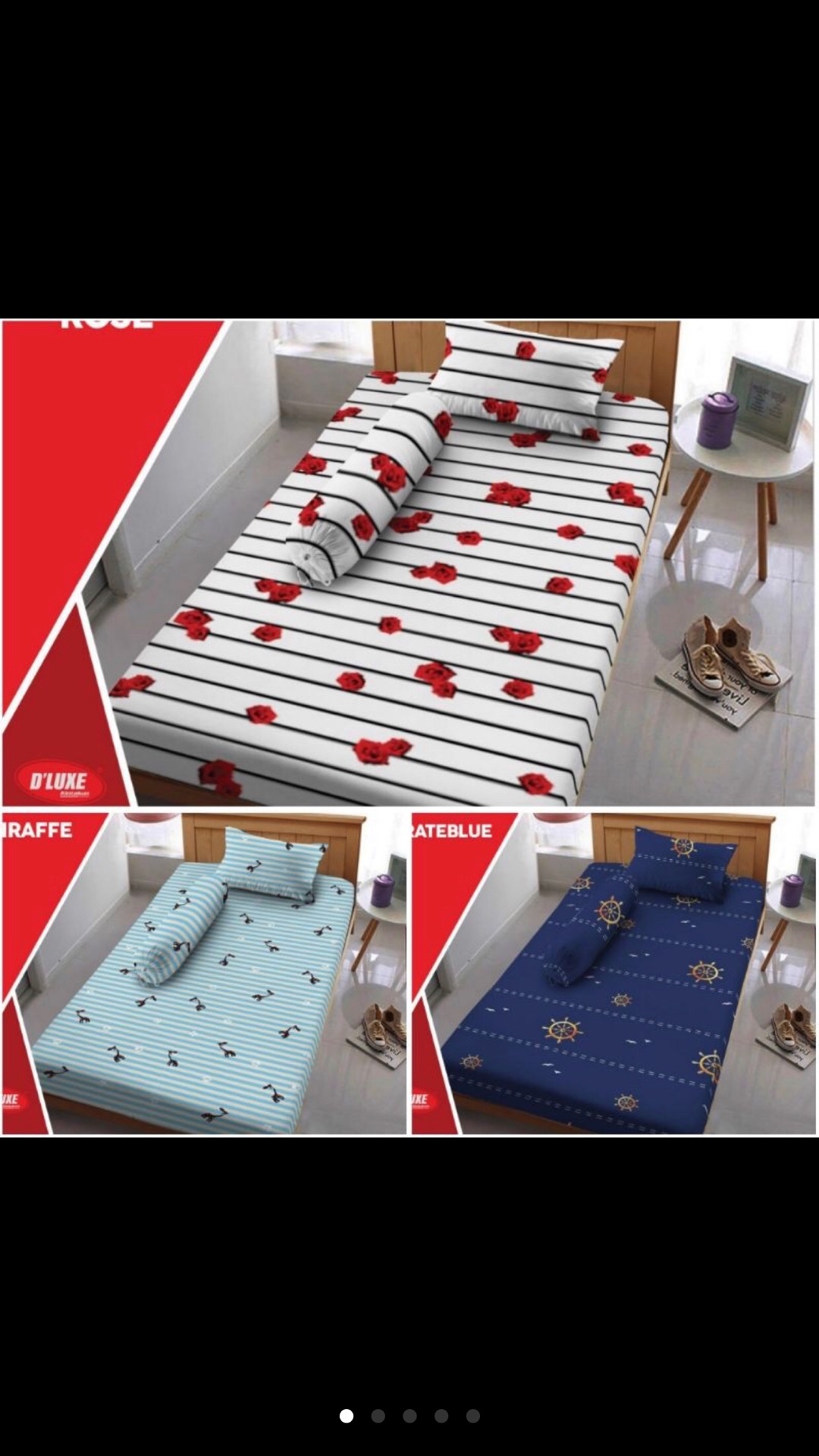 Hs Sprei Fitted 120x200 Kintakun Dluxe Rose, Pirate Blue, Giraffe,
