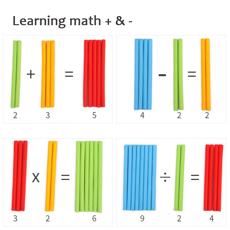 100pcs Stik Bambu Warna-Warni Untuk Belajar Berhitung / Matematika