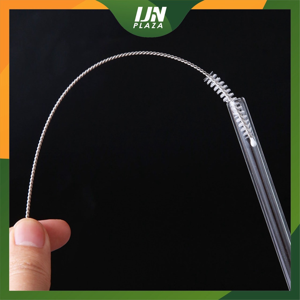 ❤ IJN ❤ Sikat Sedotan Stainless Steel Brush Straw Kawat Bengkok Lurus Panjang Alat Pembersih Gelas Bulu Halus