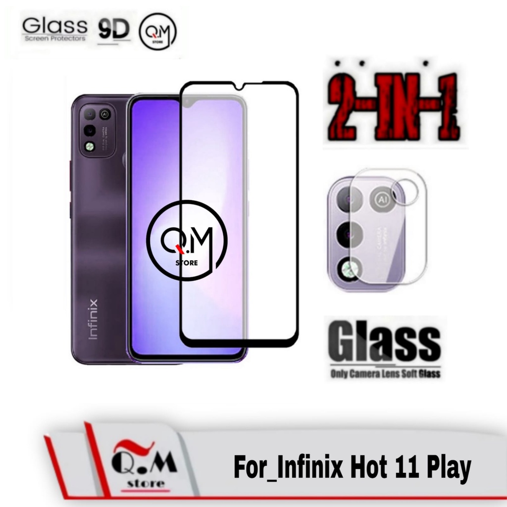 Promo 2 IN1 Tempered Glass Layar Infinix Hot 11 Play Screen Guard Anti Gores Pelindung Layar