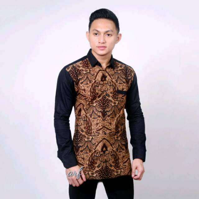 MEN SALE BATIK PRIA SLIM FIT LENGAN PANJANG KOMBINASI HITAM