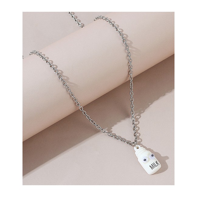 LRC Kalung Fashion White Little Doll Resin Alloy Necklace Y64704