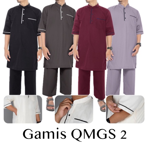 Setelan Baju Muslim Pria Lengan Pendek Banyak Warna - Gamis Qomishu - Koko Pria Qomishu - QMGS V2