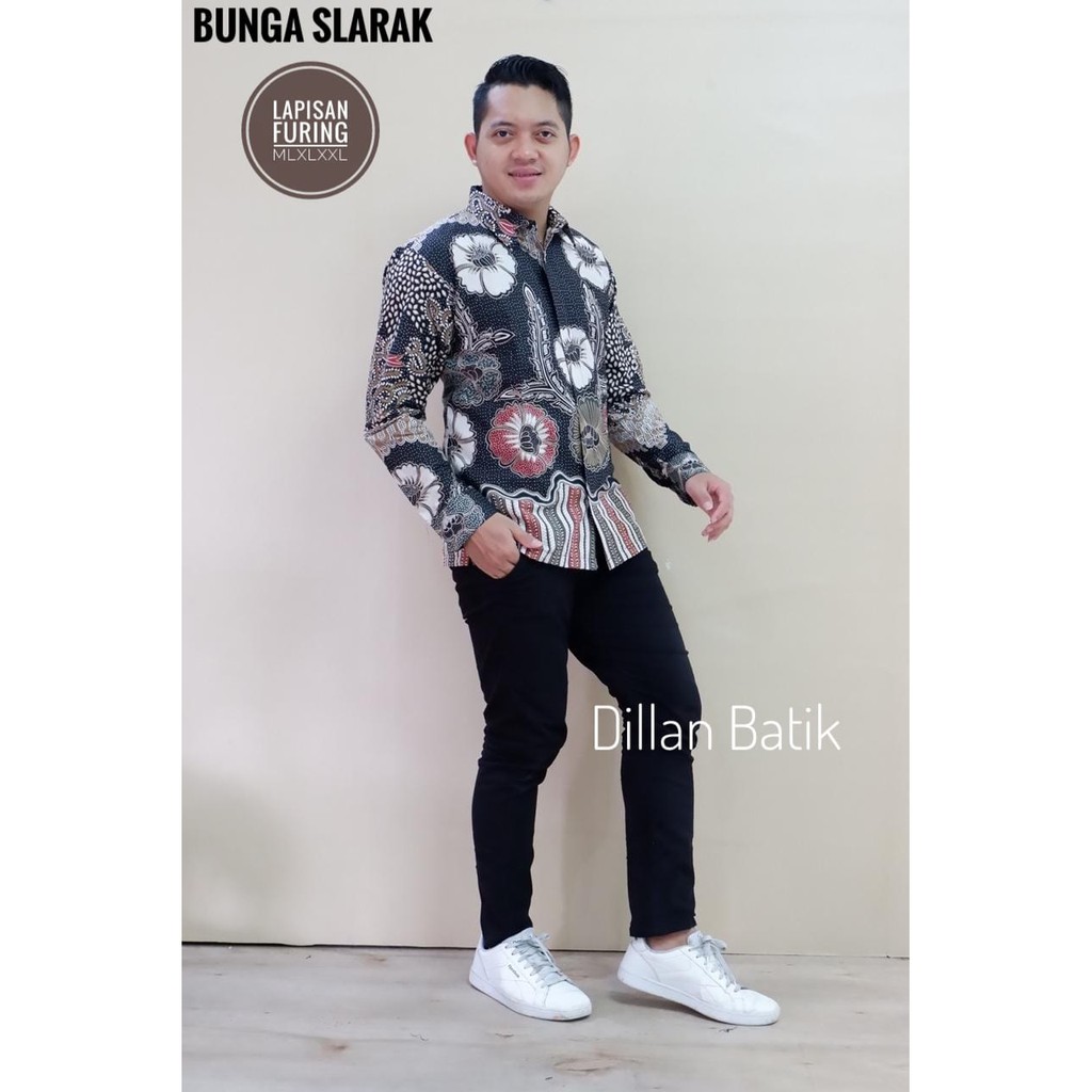 BUNGA SLARAK DILLAN KEMEJA BAJU BATIK PRIA SOLO LENGAN PANJANG PENDEK LAPIS FURING ATASAN BATIK PREMIUM MODERN KATUN HALUS AHY GOLD AMARTA ANGGADA ANTASENA ARJUNA BARATAYUDA BASUDEWA BOKOR GRANITAN BUNGA SLARAK CAKRA SENA PARANG KUSUMA ELANG GOLD GARUDA