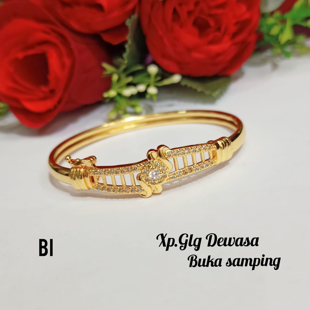 Gelang Bangkok TITANIUM dewasa variasi motif simple Gold,tidak karat COD