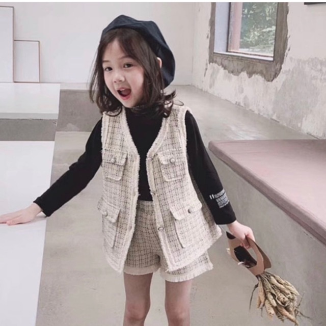 Tweed setelan anak perempuan