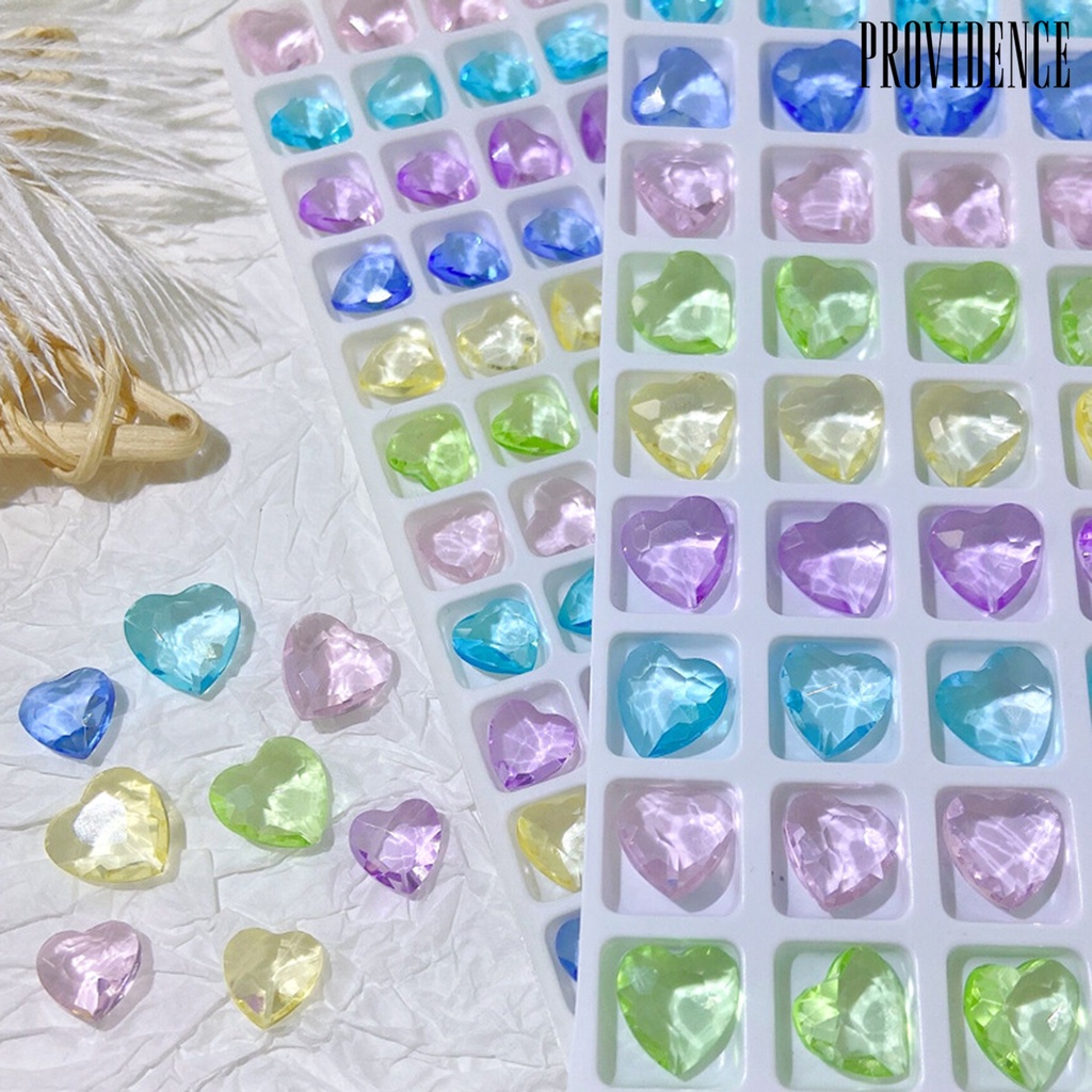 Providence 10Pcs Charms Berlian Imitasi Bentuk Hati 3D Warna Campur Untuk Dekorasi Nail Art