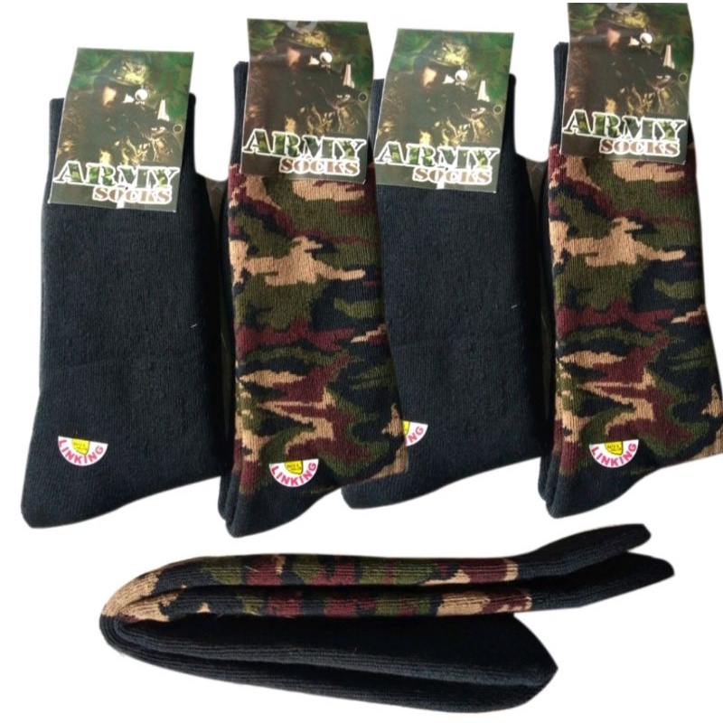 Kaos kaki tebal TENTARA / POLISI / SECURITY / kaos kaki Hitam Loreng Army
