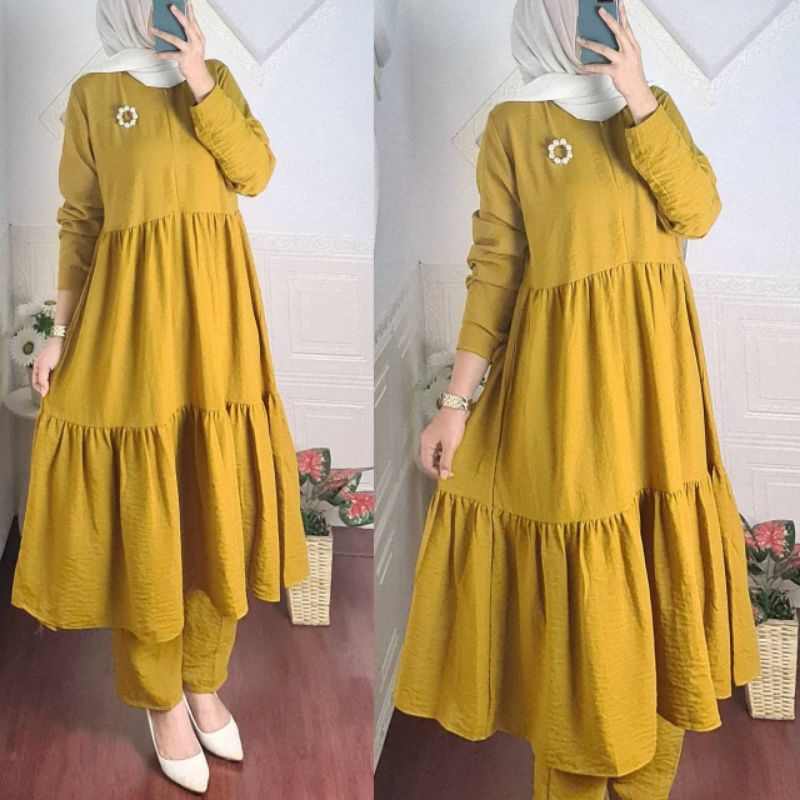 SETELAN TUNIK PREMIUM RAYON VISCOSE // SETELAN JUMBO // ONE SET TUNIK PREMIUM // GEMILANG CLOTHING