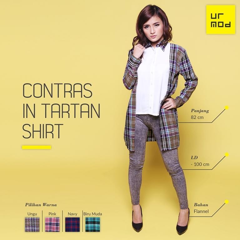 Blouse Wanita - Contras In Tartan Shirt