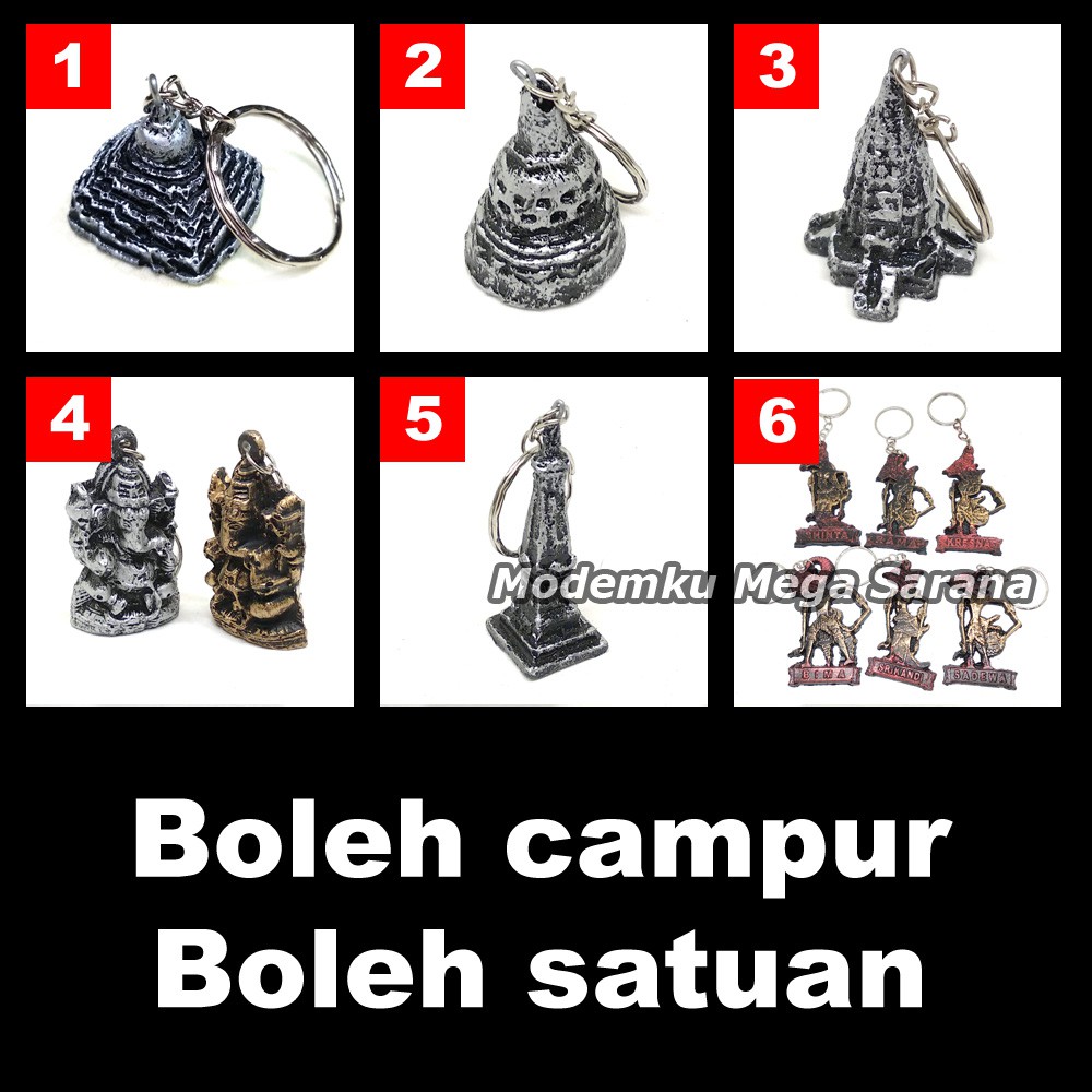 Gantungan Kunci Fiberglass Khas Jogja Borobudur Prambanan Tugu Wayang - Bisa beli satuan &amp; campur