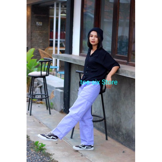 Hudson Pants Wanita List Celana Chino Wanita Premium Stradivarius