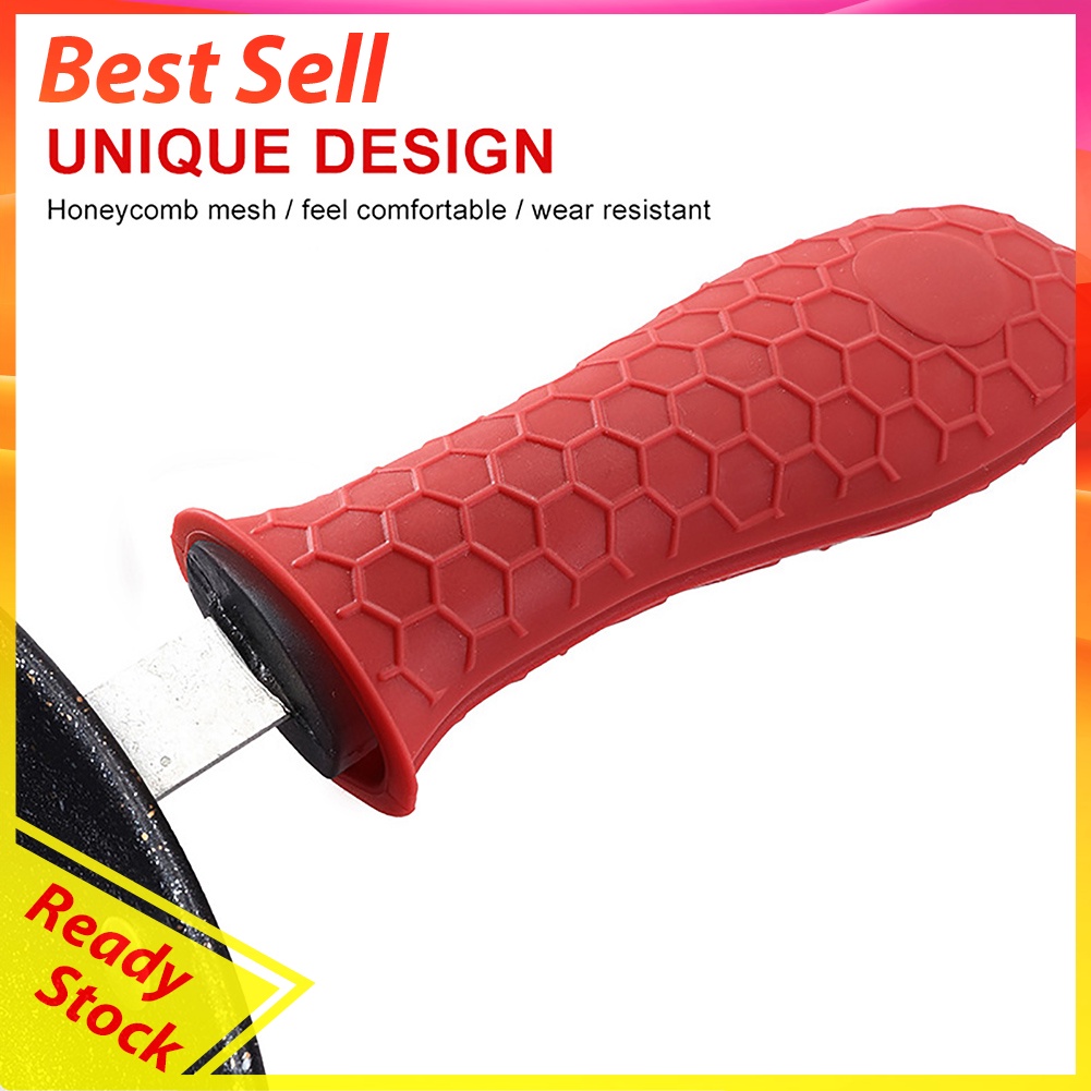 Silicone Anti-Hot Pot Handle Grip Cover Non-Slip Honeycomb Skillet Sleeve