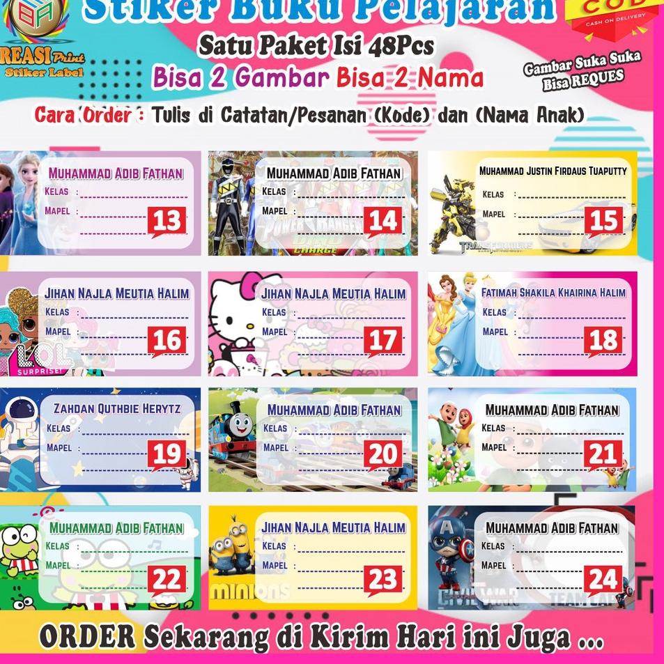 

[TuG ㊓] STIKER MAPEL NAMA MATA PELAJARAN STIKER BUKU BISA CUSTOM UKURAN 7X3,5CM ISI 48PCS |Premium_product