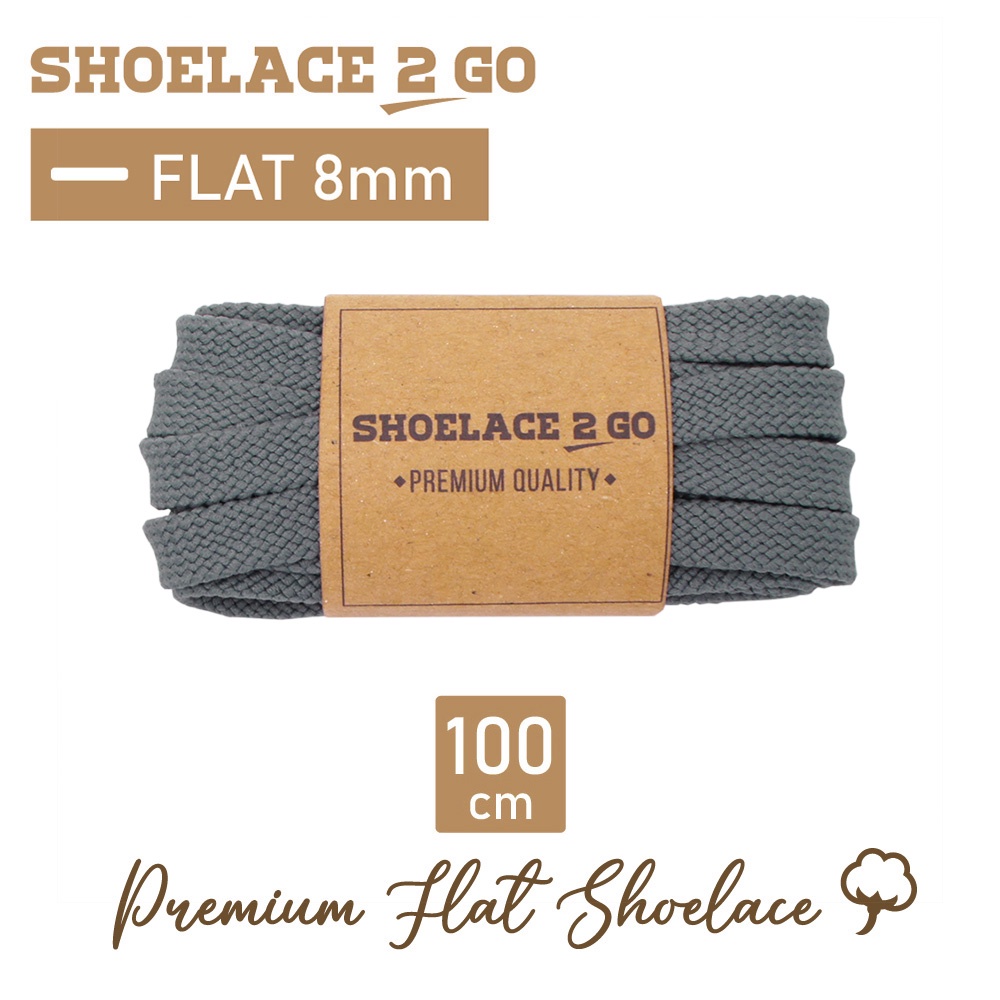 SHOELACE 2 GO PREMIUM TALI SEPATU GEPENG PIPIH FLAT E6 - GREY