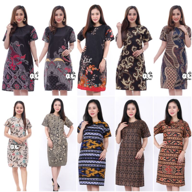 Dress Batik warna hitam / Atasan batik modern