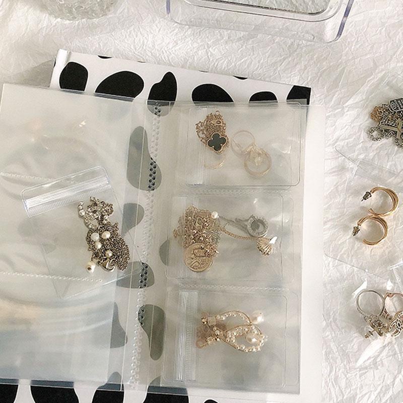 Transparent Jewelry Storage Book with 10Pcs Zip Lock Bags Gift Portable Thicken Collections Packaging 5x7cm Home Accessories