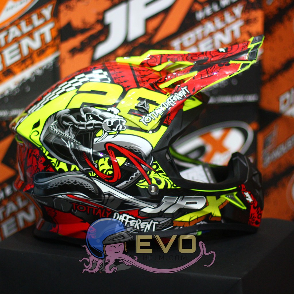 HELM JPX CROSS_FOX1 SERI X16 - FLUO YELLOW GLOSS + GOOGLE SNAIL (ONGKIR 2 KG) HELM JPX TERBARU