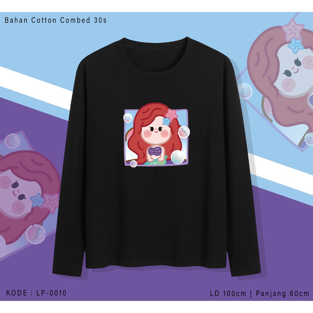 ARIEL CUTE  / TERMURAH BAJU KAOS KATUN WANITA/ PRIA UNISEX LENGAN PANJANG / TUMBLR TEE /  OVERSIZE