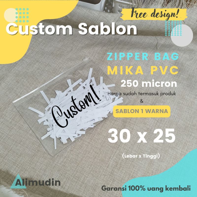 Zipper Bag Mika PVC 30 x 25 250 Mic Custom Sablon | Ziplock | Pouch