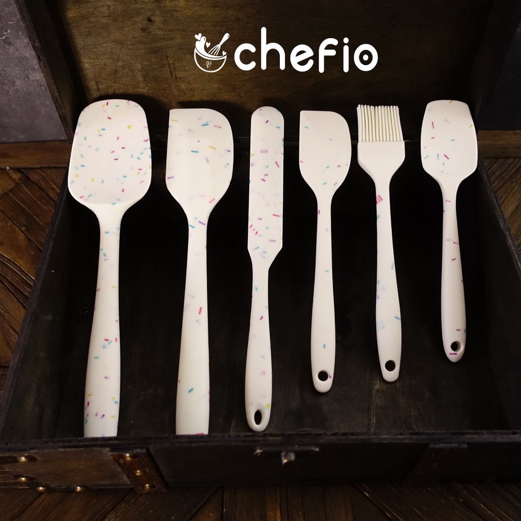 Chefio Spatula Set Silikon / Baking Cooking Utensil Set Candy Color