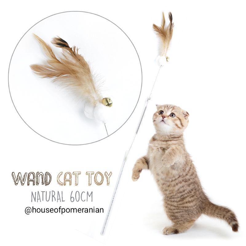 wand cat toys mainan kucing pancingan bola bulu stick teaser